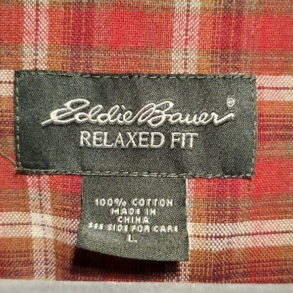 Eddie Bauer men's plaid button front shirt - Picture 2 of 4